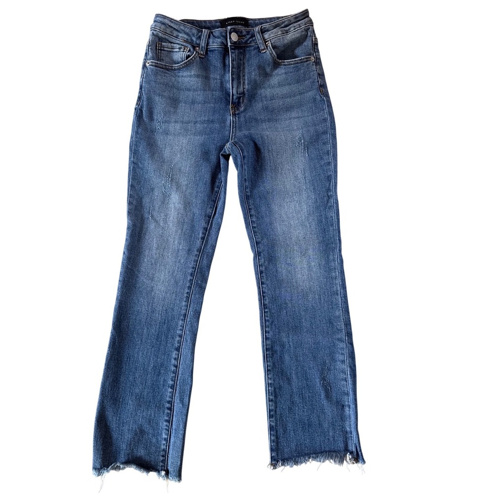 Risen Jeans Womens 7/28 Medium Wash High Rise Straight Leg Raw Hem ST_RDP1207